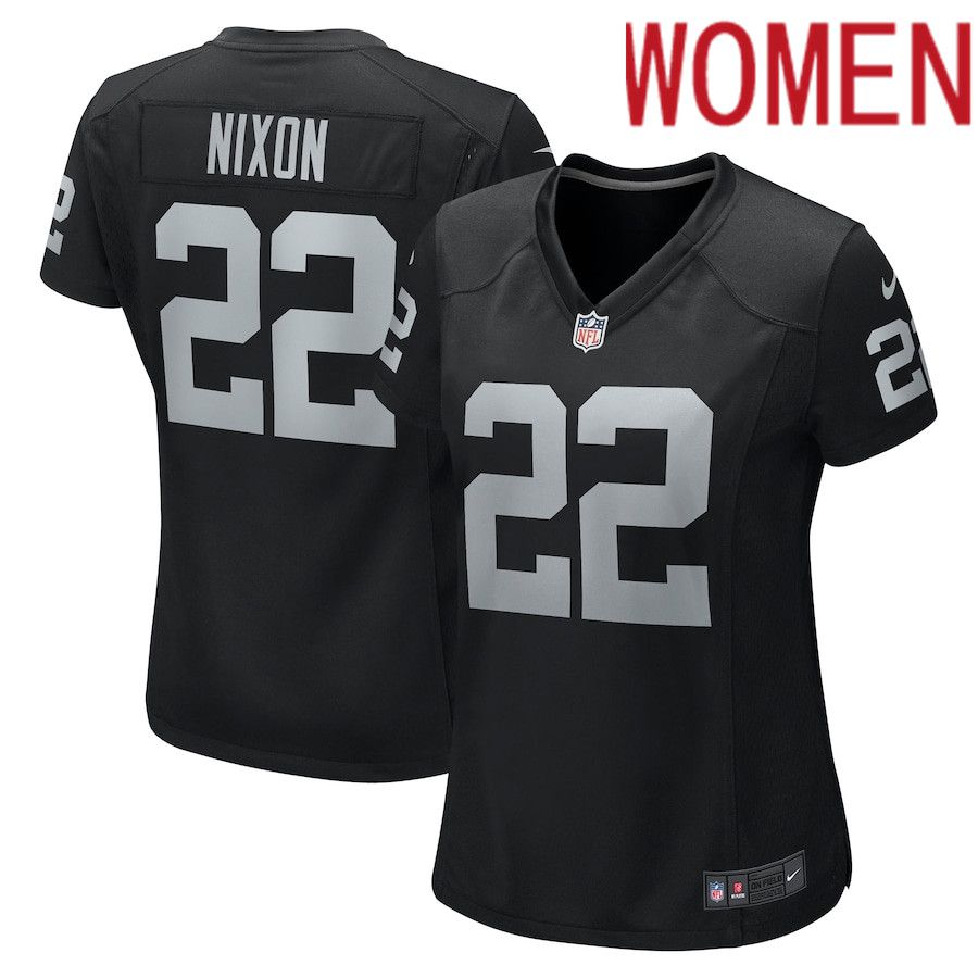Women Oakland Raiders #22 Keisean Nixon Nike Black Game NFL Jersey->women nfl jersey->Women Jersey